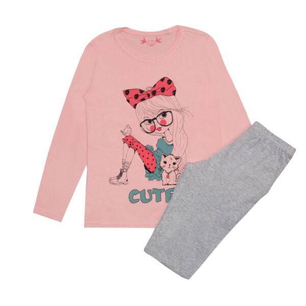 Dekliška pižama, svetlo roza